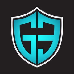 GE Logo monogram with shield shape isolated blue colors on outline design template