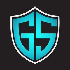 GS Logo monogram with shield shape isolated blue colors on outline design template