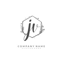 Handwritten initial letter J V JV for identity and logo. Vector logo template with handwriting and signature style.