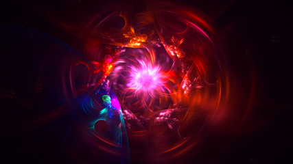 3D rendering abstract red fractal light background