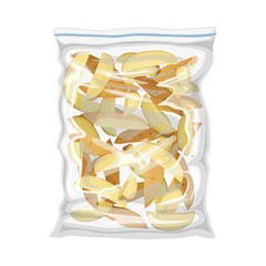 Frozen Chopped Potatoes Stored in Plastic Package Vector Illustration