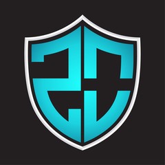 ZO Logo monogram with shield shape isolated blue colors on outline design template
