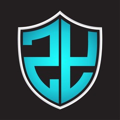 ZY Logo monogram with shield shape isolated blue colors on outline design template
