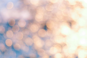 Fototapeta premium Beautiful color circle bokeh light glowing shiny texture abstract blurred background, festival holiday design art concept. copy space