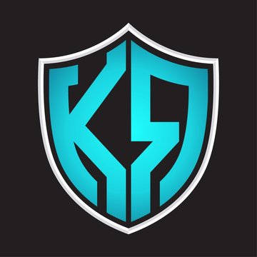 recommend clip art: KR Logo monogram with shield shape isolated blue colors on outline design template