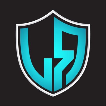 recommend clip art: LR Logo monogram with shield shape isolated blue colors on outline design template
