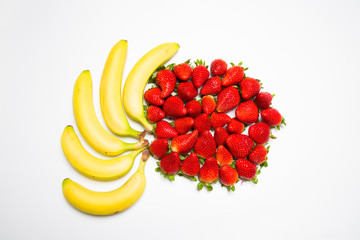 bananes et fraises en fleur