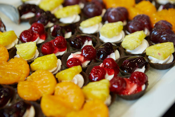 Fruits and whipped cream buffet 