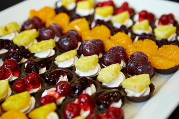 Fruits and whipped cream buffet 