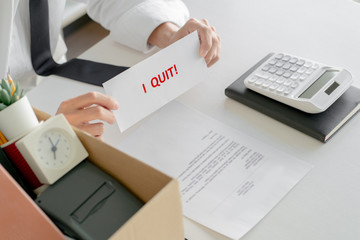 Business people giving a resignation letter to manager..