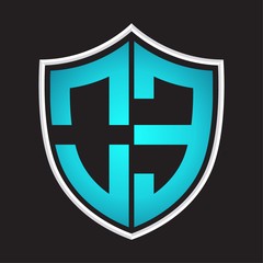 Obraz premium OE Logo monogram with shield shape isolated blue colors on outline design template