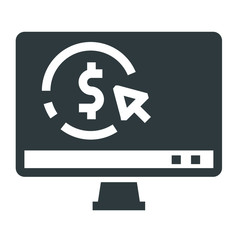 dollar computer black icon on white background