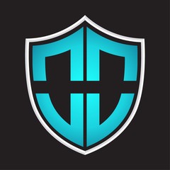 OO Logo monogram with shield shape isolated blue colors on outline design template