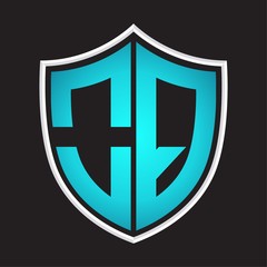 OQ Logo monogram with shield shape isolated blue colors on outline design template
