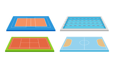 Playing Fields for Sport Games Like Tennis Vector Set