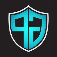 PG Logo monogram with shield shape isolated blue colors on outline design template