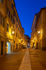 Imperia old town in the night, Liguria, Italy