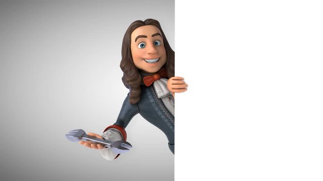 3D animation of a cartoon man in historical baroque costume