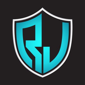 recommend clip art: RJ Logo monogram with shield shape isolated blue colors on outline design template