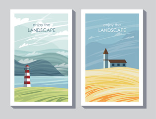 2 postcards enjoy the landscape