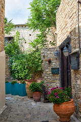 Fototapeta na wymiar The narrow village streets of Pano Lefkara. Larnaca District. Cyprus