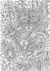 Fantastic psychedelic drawings for coloring. Unique design, self-knowledge.