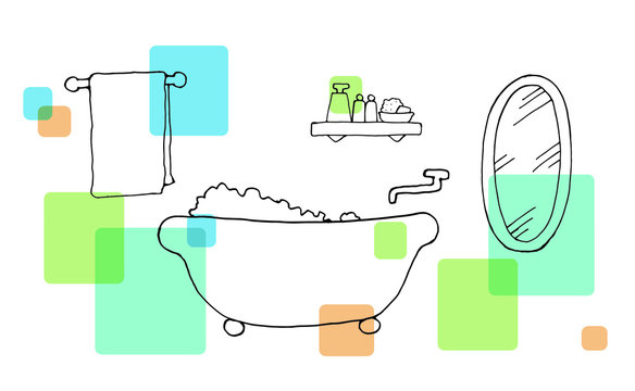recommend clip art: バスルーム手描き線画