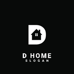 D HOUSE initial black logo icon design