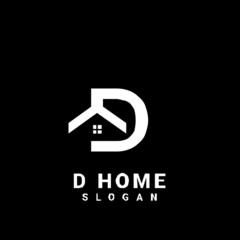 D HOUSE initial black logo icon design