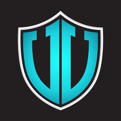 UU Logo monogram with shield shape isolated blue colors on outline design template