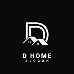 D HOUSE initial black logo icon design