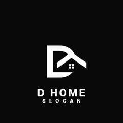 D HOUSE initial black logo icon design