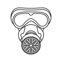 Vector linear Safety breathing mask illustration on white background