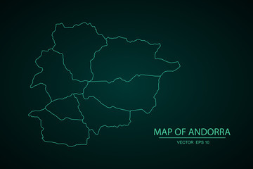 Fototapeta premium High Detailed Blue Map of Andorra isolated on white background. - Vector