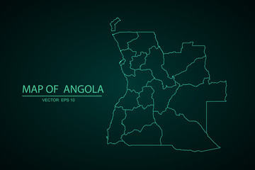 Map of Angola isolated on white background. Vector illustration eps 10.angola map - blue pastel graphic background . - Vector
