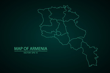 Fototapeta premium Armenia map. Detailed, Mercator projection.Blue gradient Armenia map. Detailed, Mercator projection. - Vecto