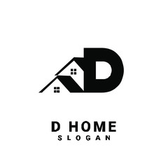 D HOUSE initial black logo icon design