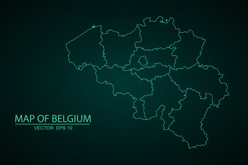 Highly detailed three dimensional map of Belgium with regions border. - Vector