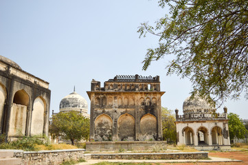 Fototapeta premium abandon historical architectural structures of seven tombs in hyderabad india 