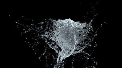 Naklejka premium Water Splash on black background with alpha mask. 3d illustration.