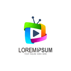 Creative media television logo design template