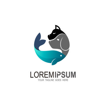 Pet logo , Pet care logo with dog, cat and fish icons