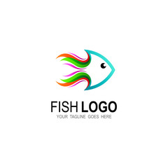 Obraz premium Fish logo with beautiful design illustration, Fish and fresh water icon