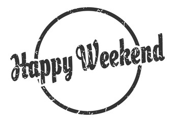 happy weekend sign. happy weekend round vintage grunge stamp. happy weekend