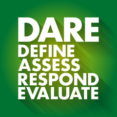 DARE - Define Assess Respond Evaluate acronym, business concept background