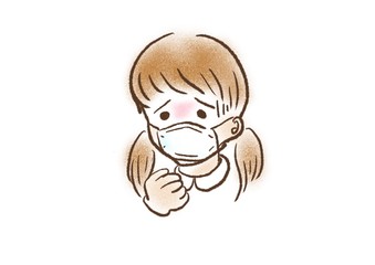 マスク　女の子　咳　風邪　イラスト