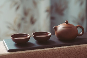 Tea ceremony with clay teaware