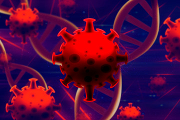 blood dna of covid-19 structure coronavirus crisis outbreak biohazard cell atom disease syndrome in...