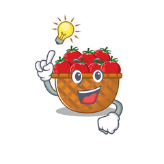 Have an idea gesture of tomato basket mascot character design