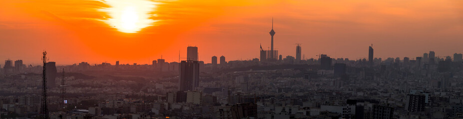 Fototapeta na wymiar Colorful sunset of Tehran skyline.Tehran-Iran cityscape at the afternoon.